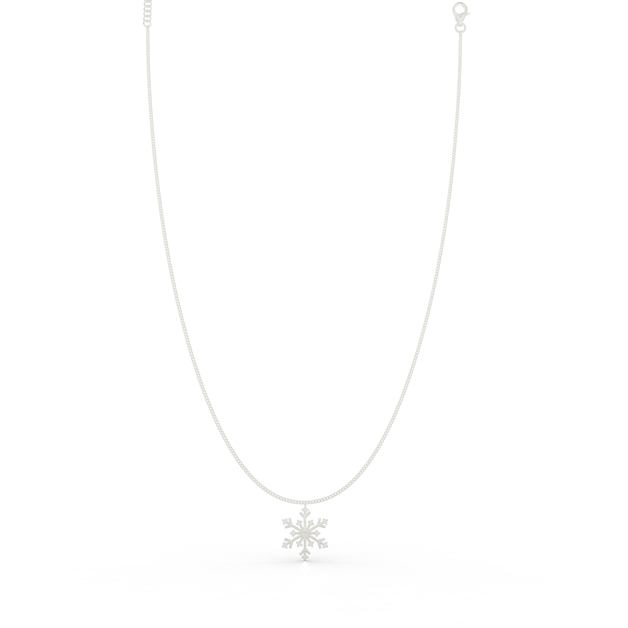 Crystal Snowflake Charm Pendant With Chain- Hallmarked 925 Sterling Silver